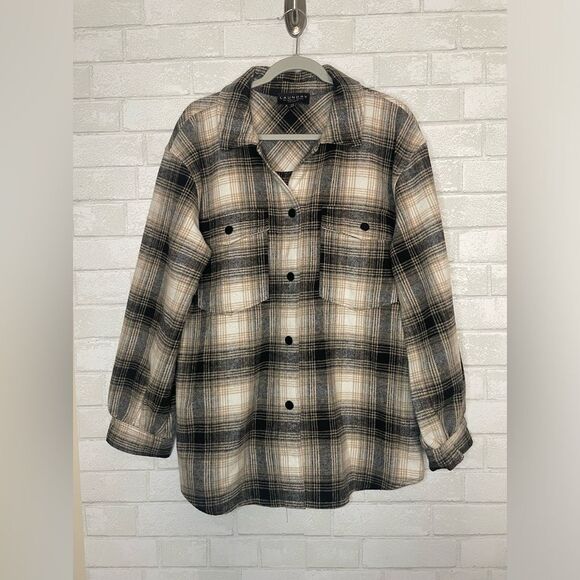 Laundry by Shelli Segal LA Plaid Thick Flannel Shacket Women's Size Large - Picture 1 of 6